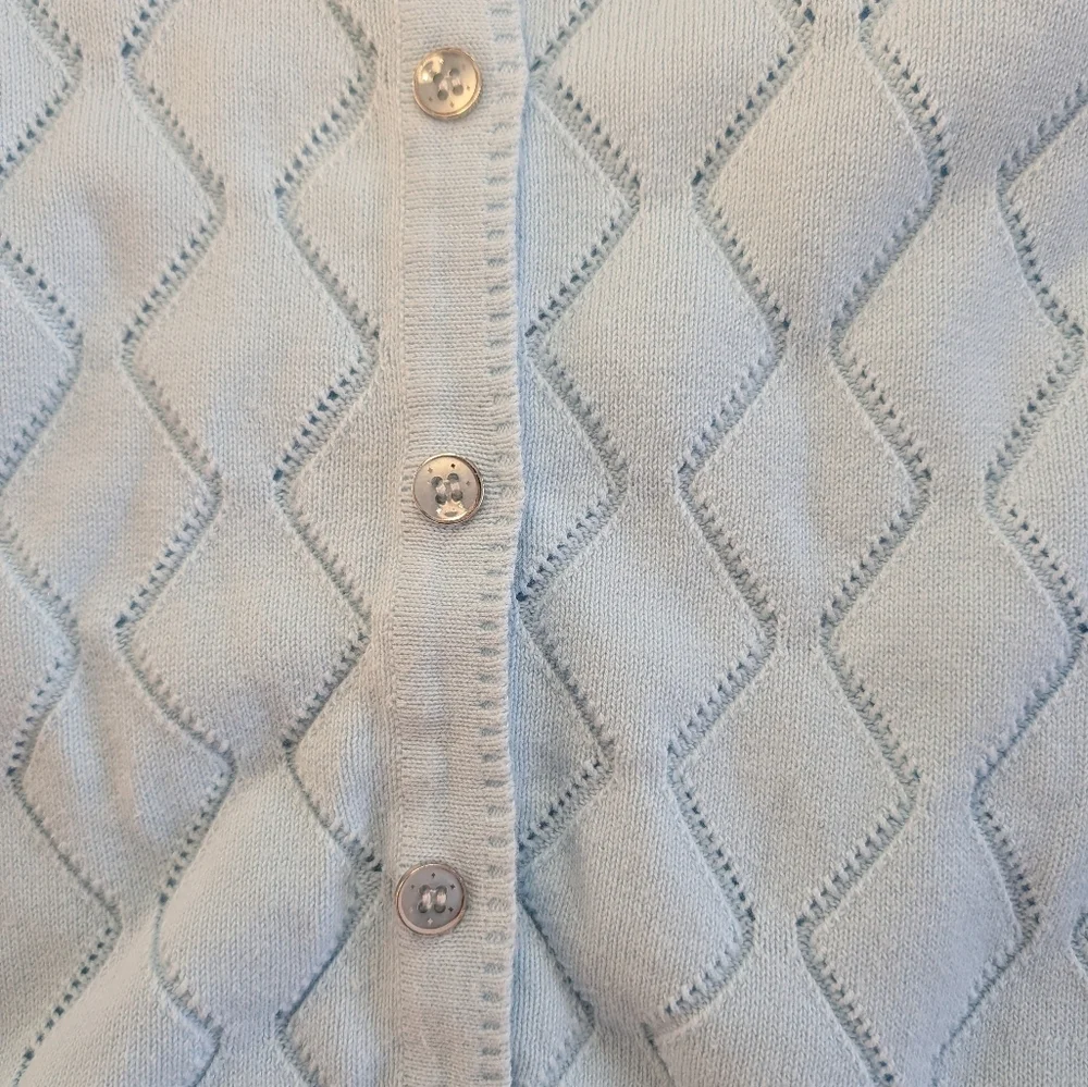 Girls Light Blue Knit Button-Up Cardigan Size 6-7